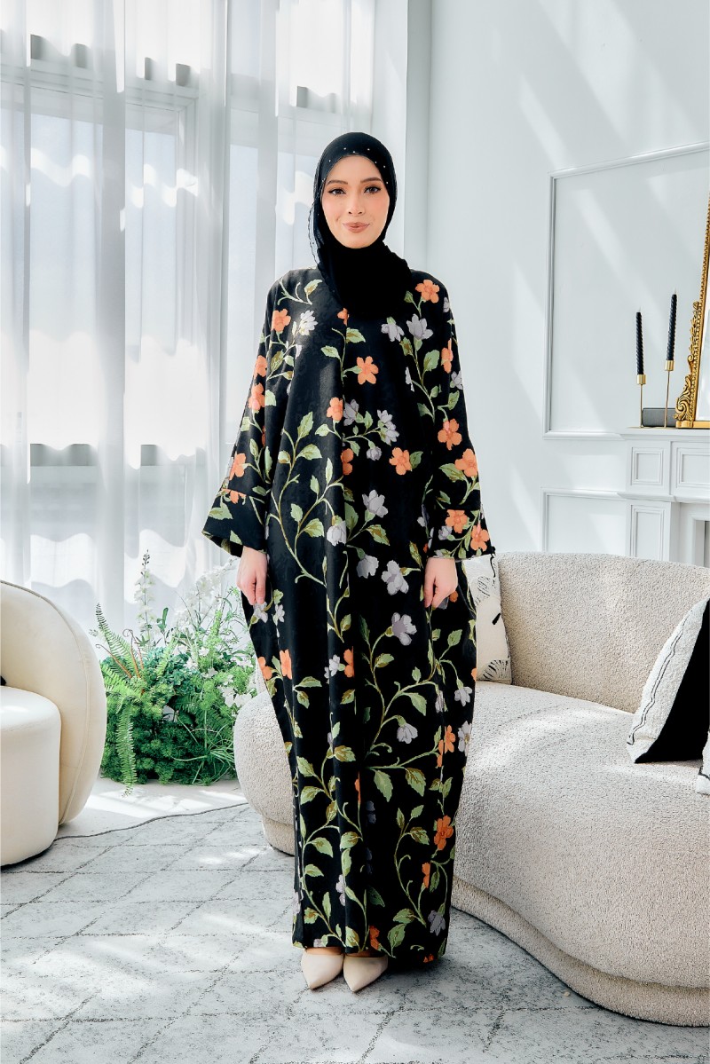KAFTAN AISHA - BLACK FLOWER (KA07)