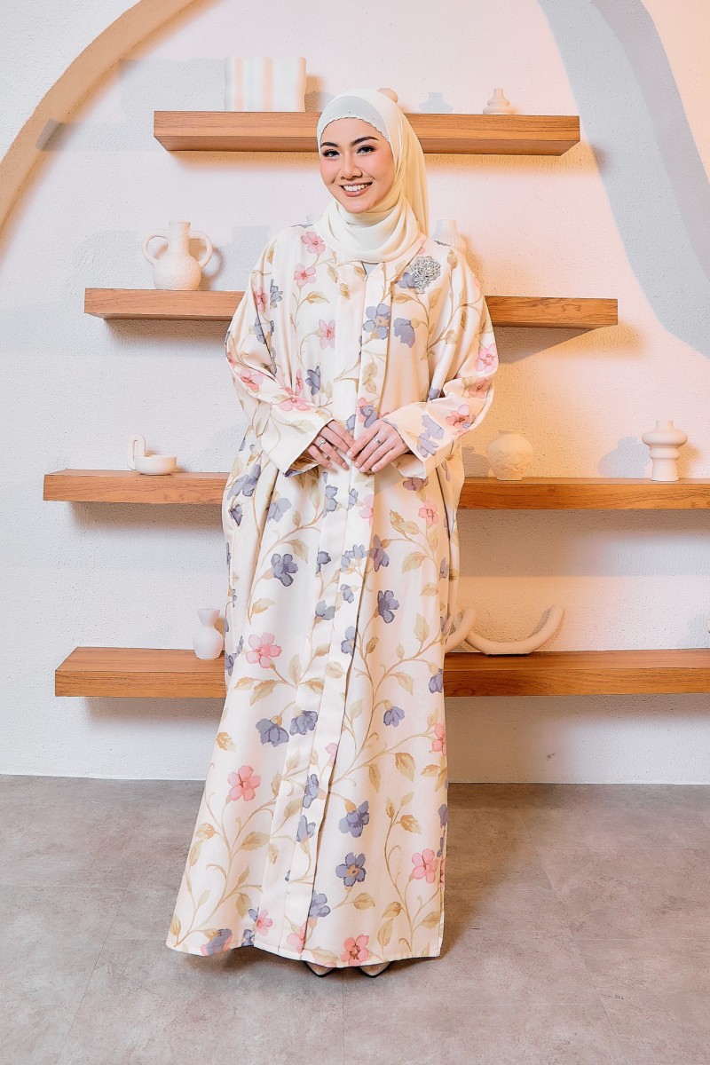 KAFTAN KEBAYA AISYAH - CREAM FLOWER