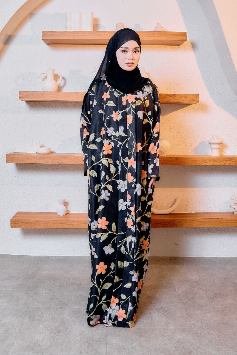 KAFTAN KEBAYA AISYAH - BLACK FLOWER
