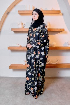 KAFTAN KEBAYA AISYAH - BLACK FLOWER