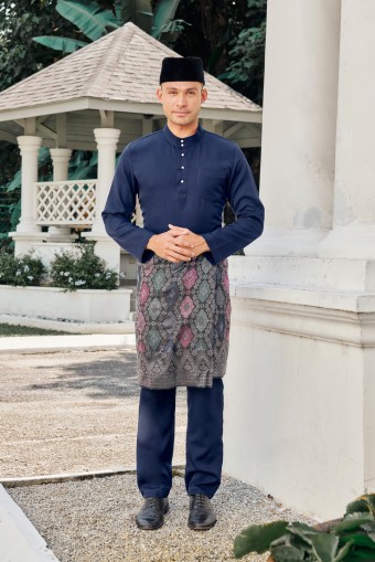 (Slim Fit) Baju Melayu Juma In Navy Blue