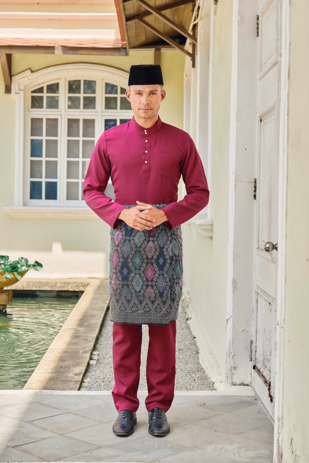 (Slim Fit) Baju Melayu Juma In Maroon
