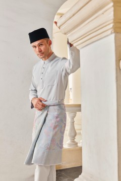 (Slim Fit) Baju Melayu Juma In Silver