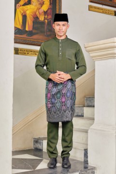 (Slim Fit) Baju Melayu Juma In Army Green