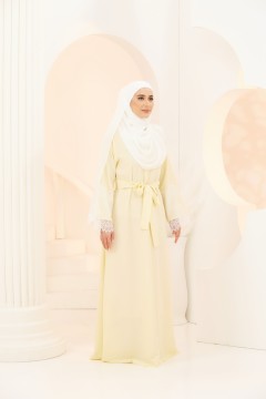 Abaya Maleeka In Light Yellow