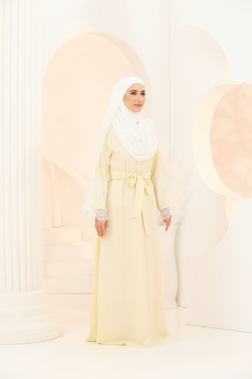 Abaya Maleeka In Light Yellow