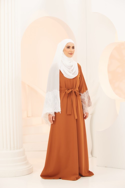 Abaya Maleeka In Brick Orange