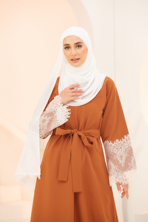 Abaya Maleeka In Brick Orange