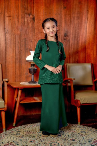 Kurung Leesa Kids In Emerald Green